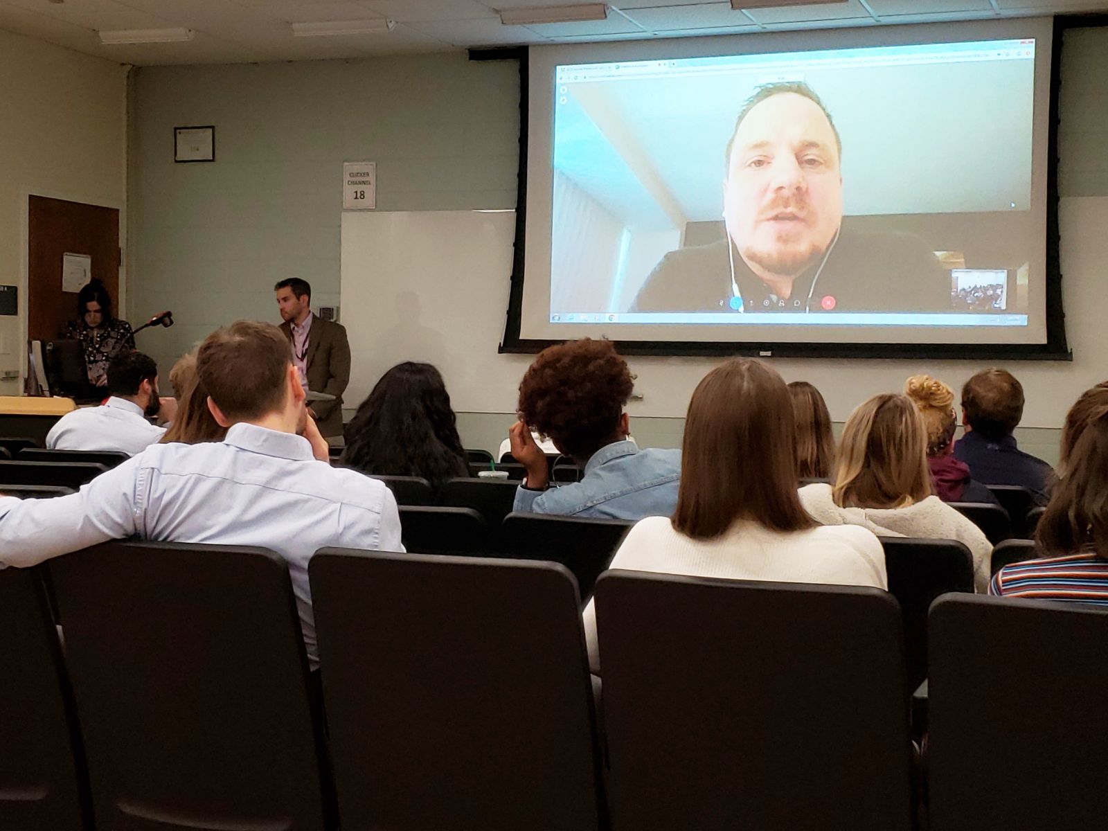 Brad Galloway delivers a remote lecture to START students and researchers