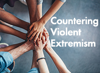 image of hands together and words Countering Violent Extremism